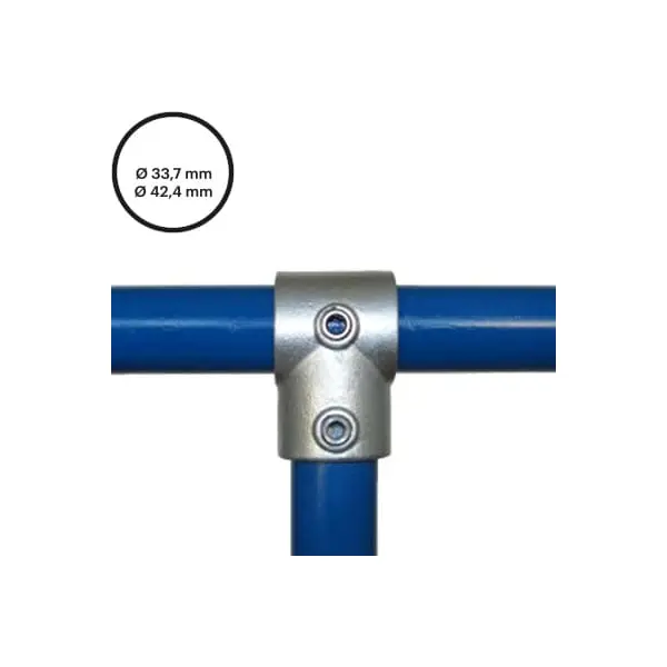 Rohrverbinder D. 33,7 mm | D. 42,4 mm – T-Stück kurz, reduziert 101-RB34/C42